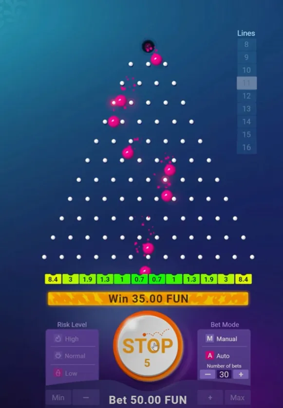 Ігровий екран Plinko